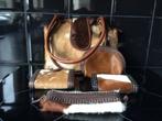 Damestas en vier accessoires, ruwe koeienhuid. Nieuw., Ophalen of Verzenden, Nieuw, Bruin, Handtas