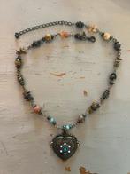 Vintage boho glaskralen ketting hippie festival strass hart, Overige materialen, Met strass, Ophalen of Verzenden, Zo goed als nieuw