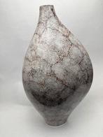 Grote keramische designvaas met craqueléglazuur – 44 cm hoog, Overige kleuren, Aardewerk of Porselein, Ophalen of Verzenden, Zo goed als nieuw