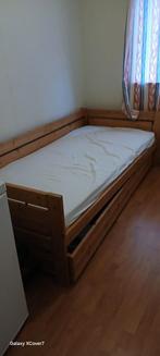 Grenen eenpersoons bed 90x200 cm, Huis en Inrichting, Ophalen, 90 cm, Eenpersoons, Bruin
