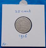 Nederland 25 Cent 1916 Wilhelmina, Postzegels en Munten, Munten | Nederland, Zilver, Koningin Wilhelmina, Losse munt, 25 cent