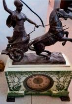 Prachtige Antieke Art Deco klokje, met paard en Ruiter,, Antiek en Kunst, Antiek | Klokken, Ophalen of Verzenden
