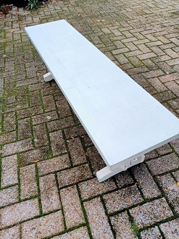 Vintage Wit Houten Bankje - 140cm beschikbaar voor biedingen