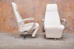 ZGANieuw witte leren design relaxfauteuil van Novastyl!, Design, 75 tot 100 cm, Ophalen of Verzenden, Zo goed als nieuw
