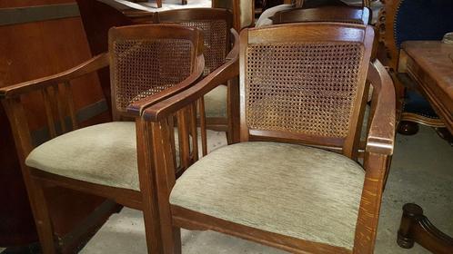 4 eiken eetkamer armstoelen, Huis en Inrichting, Stoelen, Bruin, Ophalen