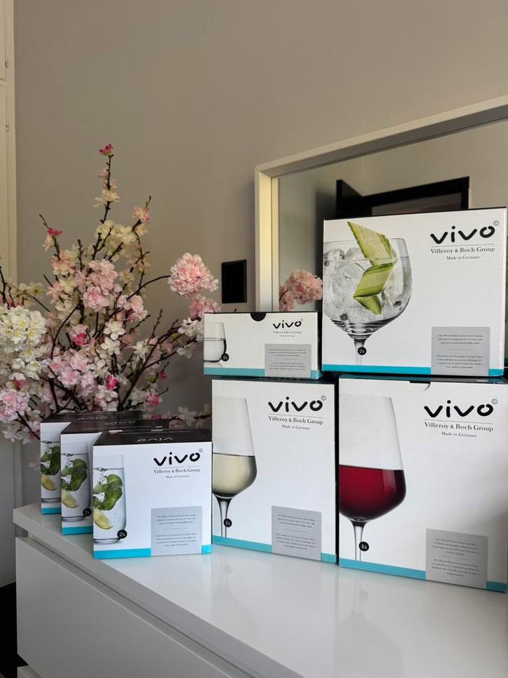 Nieuw! Complete Vivo glazen set + evt gebruikte glazen, Huis en Inrichting, Keuken | Servies, Nieuw, Glas of Glazen, Overige stijlen