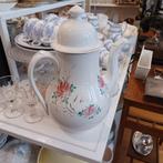 grote romantische brocante Koffiekan met bloemen beschilderd, Ophalen of Verzenden