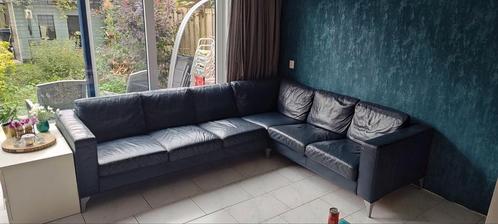 Hoekbank, echt leer., Huis en Inrichting, Banken | Bankstellen, Gebruikt, Hoekbank, Vierpersoons of meer, 250 tot 300 cm, 150 cm of meer