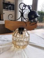 Hanglamp ganglamp kamerlamp met hout en glas en ijzer, Gebruikt, 50 tot 75 cm, Ophalen of Verzenden, Klassiek