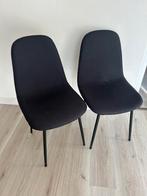 2 zwarte stoffen stoelen, Huis en Inrichting, Stoelen, Ophalen, Gebruikt, Twee, Zwart