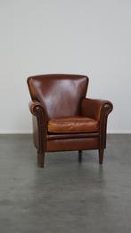 Comfortabele klassieke schapenleren armchair/ fauteuil, 75 tot 100 cm, Klassiek, Romantisch, Gebruikt, Leer