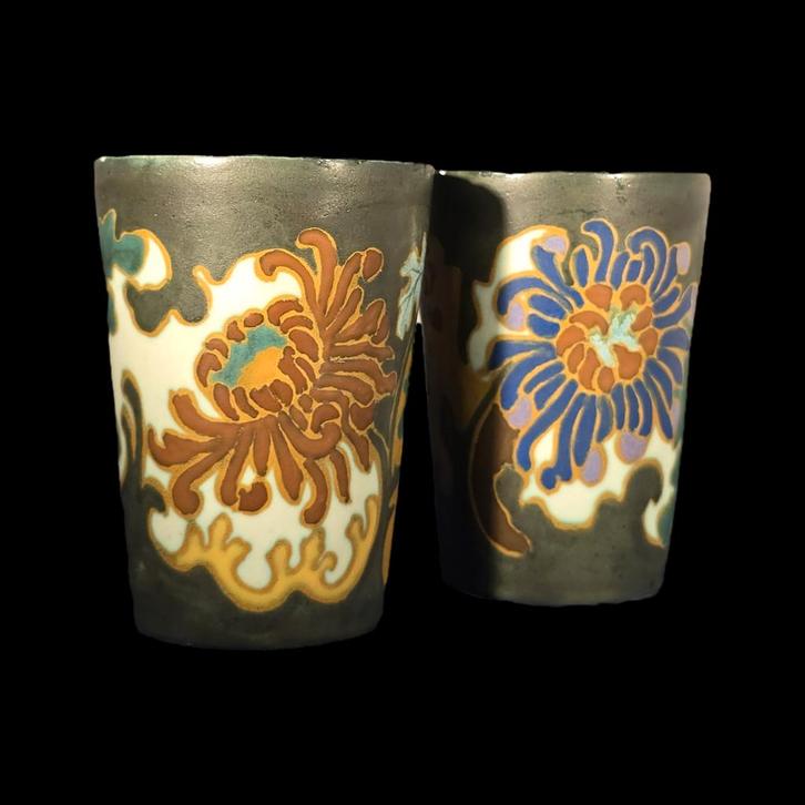 Zeldzame Amphora Holland set – Handgeschilderd bloemen decor, Antiek en Kunst, Antiek | Keramiek en Aardewerk, Ophalen of Verzenden