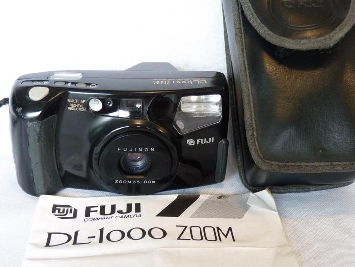 Fuji DL-1000 Zoom, Fujinon 35-80mm, boekje, tasje, Audio, Tv en Foto, Fotocamera's Analoog, Gebruikt, Compact, Fuji, Ophalen of Verzenden