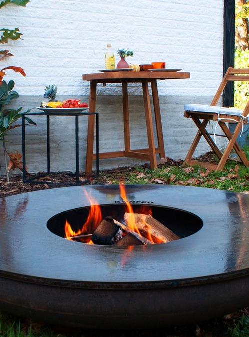 Houtgestookte Bonfeu vuurschaal met bakplaat, Tuin en Terras, Houtskoolbarbecues, Zo goed als nieuw, Ophalen
