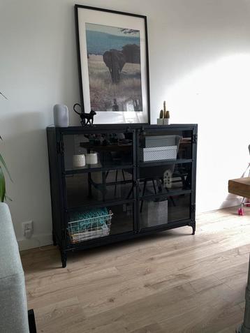 Industrieel Dressoir Glas Zwart