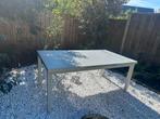 Lichtgrijze uitschuifbare tuintafel - aluminium met glas, Ophalen, Zo goed als nieuw, Rechthoekig, Aluminium