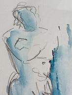 Aquarel staand naakt figuur, Antiek en Kunst, Kunst | Tekeningen en Foto's, Verzenden
