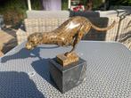 Bronzen sculptuur luipaard bruin op marmeren voet, sign Milo, Ophalen of Verzenden, Brons
