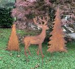 set van 3 metalen tuinstekers hert en bomen roest TSS05, Tuin en Terras, Robanjer, Nieuw, Ophalen of Verzenden, Info@robanjer.nl