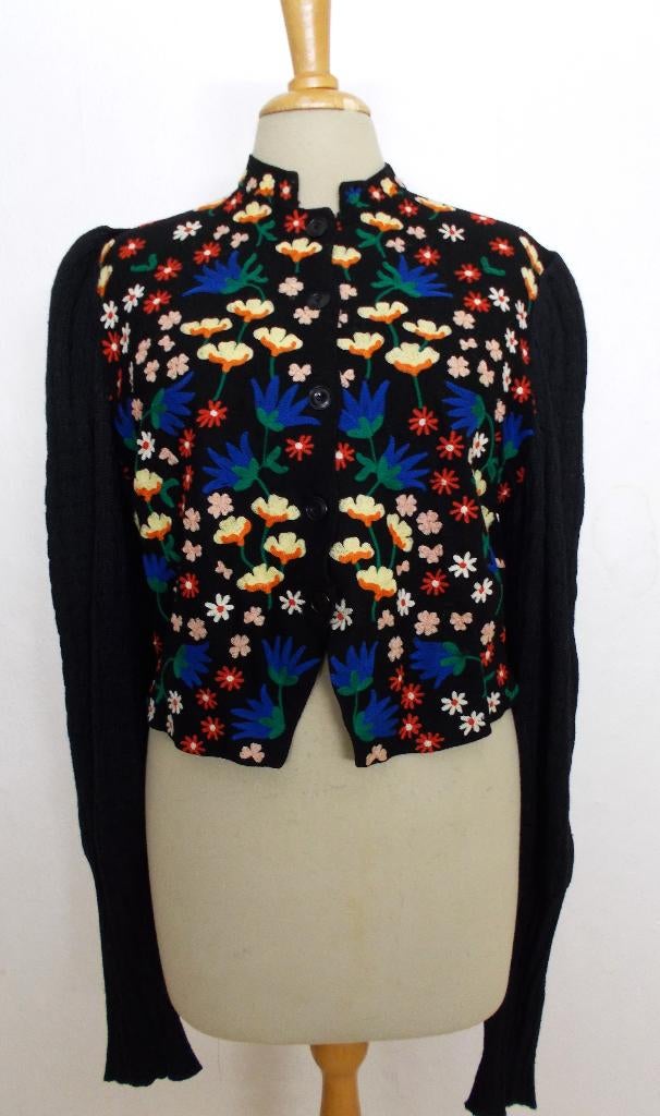 Folklore borduursels bewerkt zwart vestje met pofmouwtjes! L, Kleding | Dames, Verzenden, Zo goed als nieuw, Maat 42/44 (L), Overige kleuren