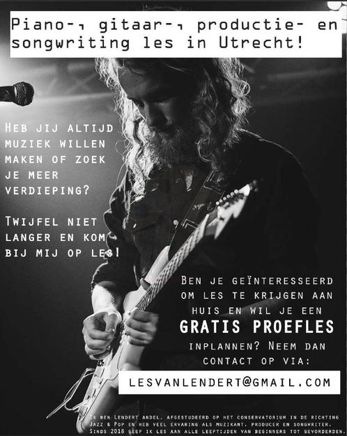 Pianoles, gitaarles, productieles en songwritingles Utrecht, Diensten en Vakmensen, Muziekles en Zangles, Elektrische instrumenten