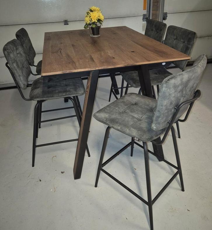 Henders & Hazel Oxford Tafel + 5 Manou Barkrukken, Huis en Inrichting, Tafels | Eettafels, Zo goed als nieuw, 50 tot 100 cm, Rechthoekig