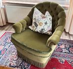 Vintage fauteuil Bank groen velours mohair velvet Deens, Ophalen of Verzenden