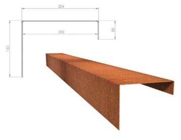 Cortenstaal u-profiel 230x20,4x15cm €36,- / 2,3m. beschikbaar voor biedingen