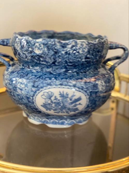 Mooie gave cache pot Chinees blauw., Antiek en Kunst, Antiek | Keramiek en Aardewerk, Ophalen of Verzenden