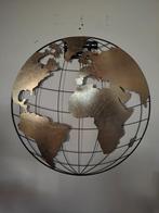 Wereldkaart muurdecoratie goud zwart 118x118, Ophalen, Zo goed als nieuw