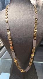 Prachtige 14k 585 platte magnum met zirkonia steen 60cm lang, Sieraden, Tassen en Uiterlijk, Kettingen, Ophalen of Verzenden, Nieuw