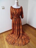 H34 EMO nieuw met kaartje lange satijn jurk bruin zwart 44, Kleding | Dames, Bruin, Maat 42/44 (L), Nieuw, Ophalen of Verzenden