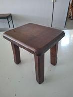 vintage donker eiken bijzettafel plantentafel brutalist kruk, Ophalen of Verzenden, Gebruikt, Hout
