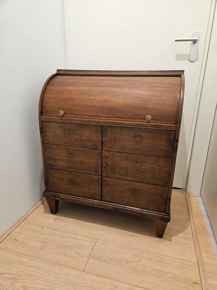 Turf kast / kabinet / secretaire (antiek, eikenhout), Huis en Inrichting, Kasten | Kledingkasten, Gebruikt, Minder dan 100 cm