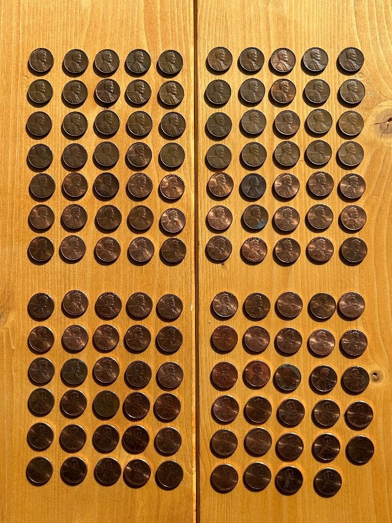 Complete set Amerikaanse pennies 1960 - 2025 uitgezonderd S, Ophalen of Verzenden, Noord-Amerika