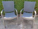 2x  kunststof  TUINSTOELEN   (rieten look)   antraciet, Tuin en Terras, Ophalen, Zo goed als nieuw, Kunststof
