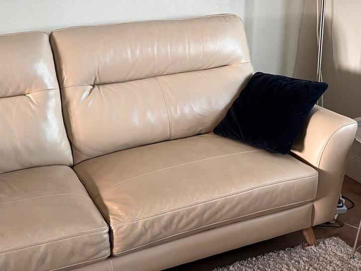 Witleren Bankstel + 2 Fauteuils, Huis en Inrichting, Banken | Bankstellen, Gebruikt, Rechte bank, Driepersoons, 200 tot 250 cm