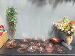 Mooie Grote Set Vintage Rose Glas, Ophalen, Zo goed als nieuw, Rond, Glas