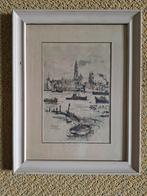 Jan Korthals/ gezicht op Antwerpen/aquarel/jaren '50, Antiek en Kunst, Kunst | Schilderijen | Klassiek, Ophalen of Verzenden