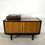 Vintage audiomeubel, notenhout hoogglans, Gebruikt, Vintage, Minder dan 100 cm, 25 tot 50 cm