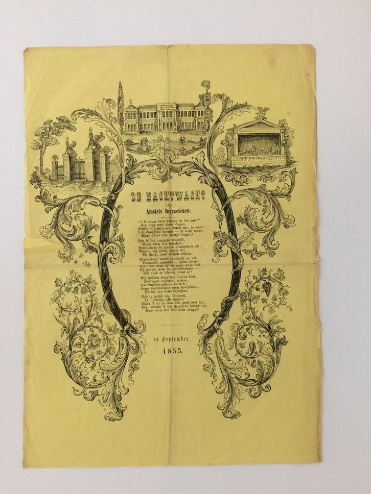 prent Kermis Amsterdam 1855 kermiswens van de Nachtwacht, Antiek en Kunst, Kunst | Etsen en Gravures, Ophalen of Verzenden
