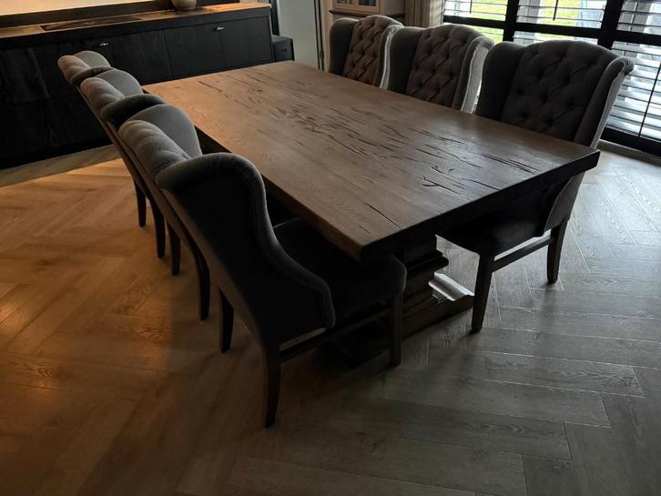 eetkamer stoelen en klooster tafel, Huis en Inrichting, Complete eetkamers, Gebruikt, 4 tot 6 stoelen, Ophalen