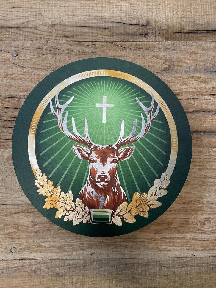 Reclamebord Jägermeister rond 40x40cm aluminium, Verzamelen, Merken en Reclamevoorwerpen, Nieuw, Reclamebord, Ophalen of Verzenden