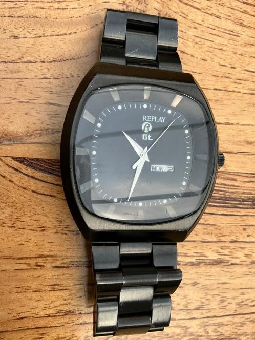 Stoere zwarte originele Replay GT horloge, Sieraden, Tassen en Uiterlijk, Horloges | Heren, Zo goed als nieuw, Overige merken