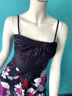 Vintage zomerjurkje zwart/paars maat 34, Verzenden, Zwart, Vintage, Knielengte