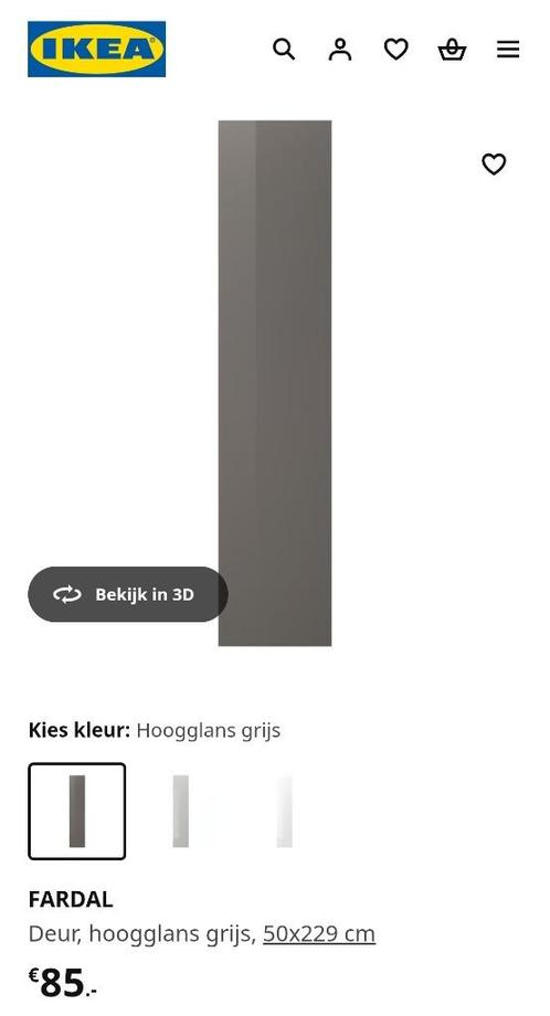 Ikea Pax Fardal deur grijs 50x229 NIEUW, Huis en Inrichting, Kasten | Kledingkasten, Nieuw, 200 cm of meer, 50 tot 100 cm, Minder dan 25 cm