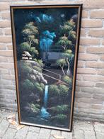 Exotisch tafereel schilderij met bomen en watervallen.