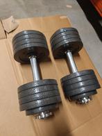 Dumbellset 2 x 25 kg gietijzer nieuw in doos, Hop Sport, Ophalen of Verzenden, Zo goed als nieuw, Hop Sport