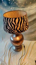 Grote Zilverkleurige Lamp met Zebraprint Kap, Ophalen, Zo goed als nieuw, Metaal, Minder dan 100 cm