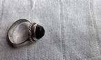 Zwarte Onyx Zilveren 925 Ring 17, Gebruikt, Zwart, Ophalen of Verzenden, 17 tot 18